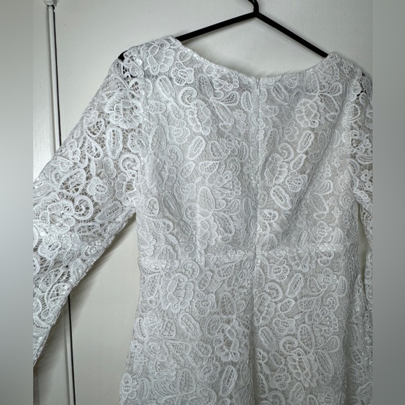 NWT STAUD Beth White Floral Guipure Lace Retro Flare Sleeve Square Neck Dress 4 - Picture 13 of 17